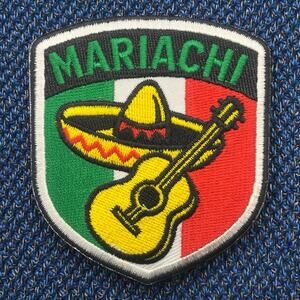 Mariachi Sombrero Guitar 3x2.5 Iron On Embroidered Patch Badge Mexican Music Log